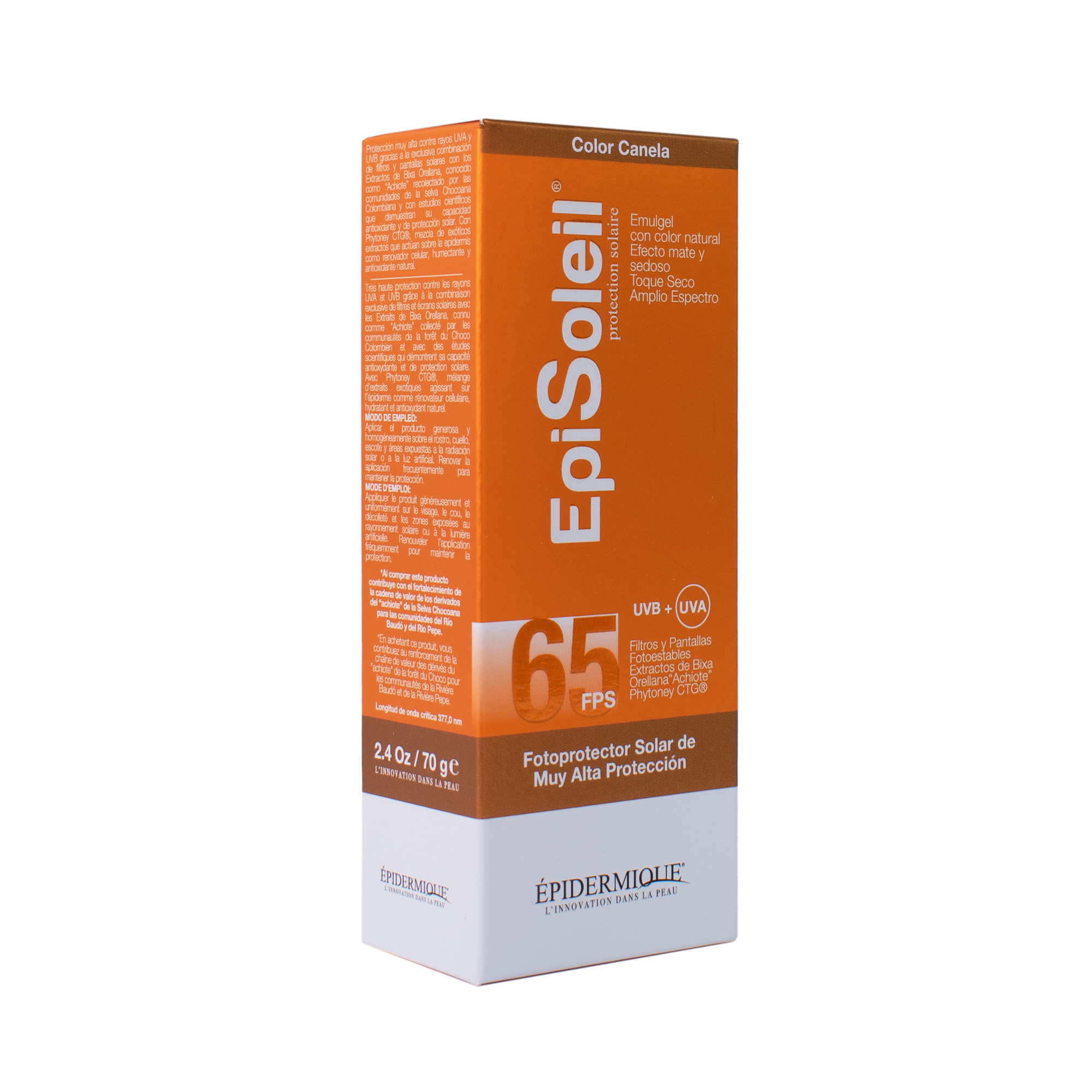 Episoleil Fotoprotector Solar de Muy Alta Protección FPS 65+, Color Canela 70 grs - Image 2